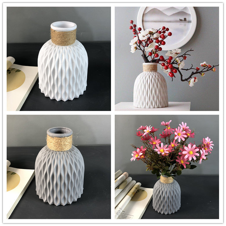 Plastic Vase Modern Imitation Ceramic Artificial Flower Container
