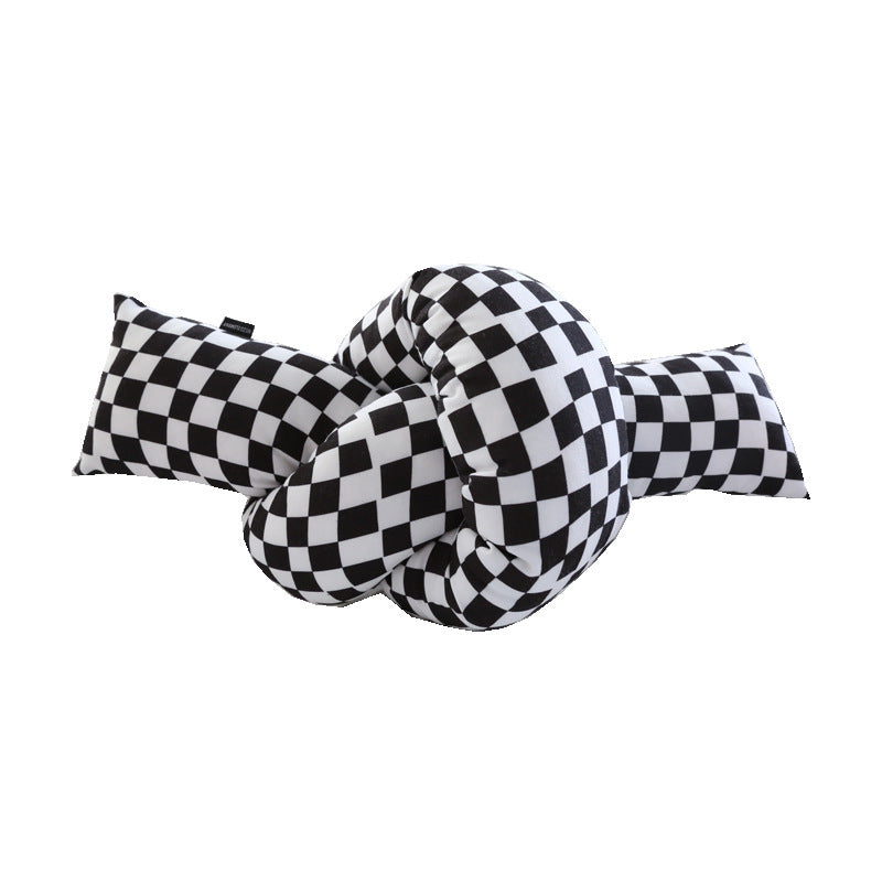 Checkerboard Twist Pillow Knotted Sofa Decorative Cushions