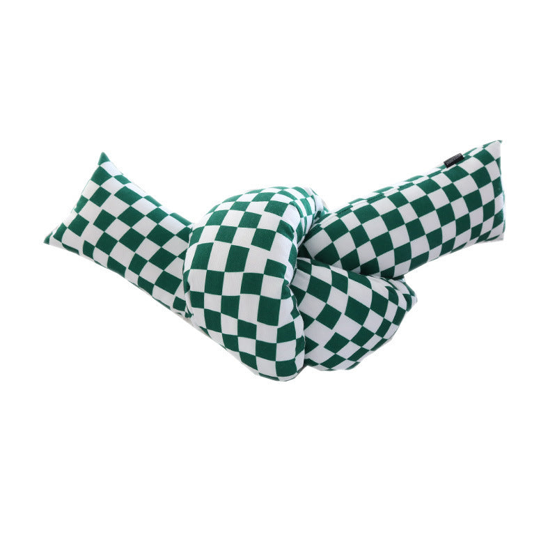 Checkerboard Twist Pillow Knotted Sofa Decorative Cushions