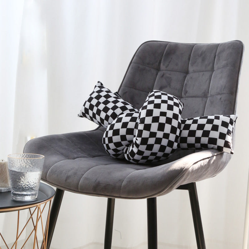 Checkerboard Twist Pillow Knotted Sofa Decorative Cushions